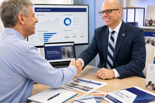 David D’Arcangelo meeting with a business professional